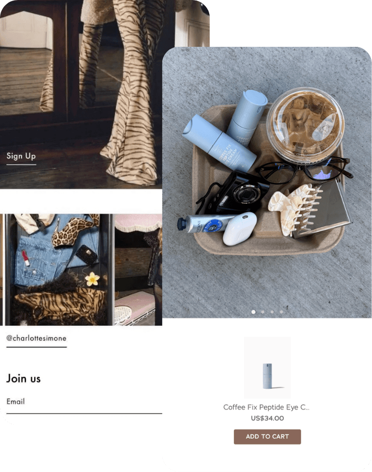 Mintt Instafeed shoppable Instagram feed on a Shopify storefront