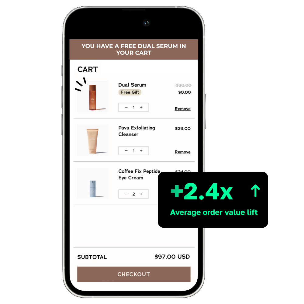 Mintt Free Gift widget preview on Shopify storefront